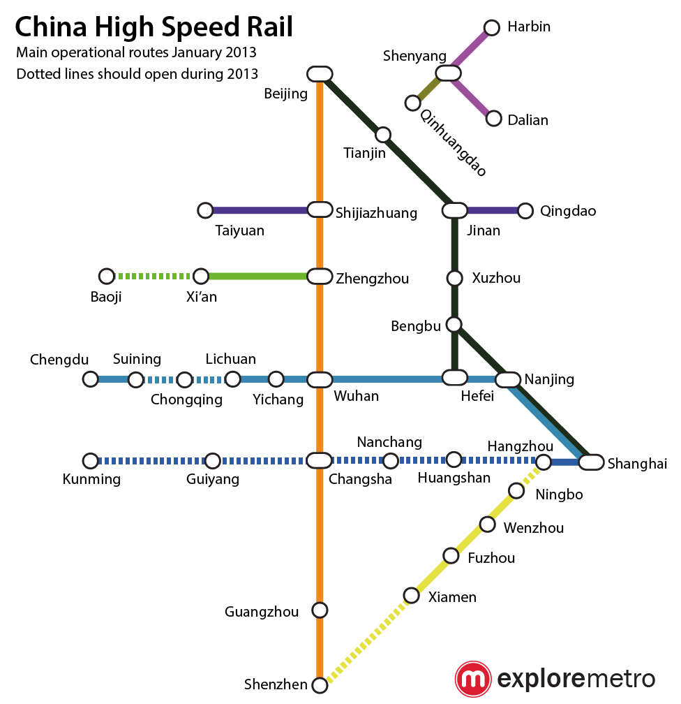 China’s High Speed Rail Network 2013, as a metro map!  the Explore blog